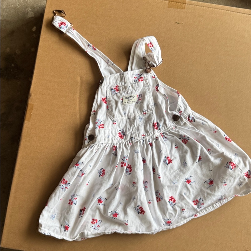 OshKosh B'gosh White Dress with Red and Blue Floral Design